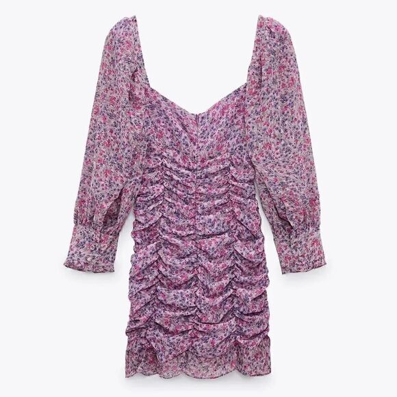 ZARA PRINTED DRESS WITH DRAPING - Picture 11 of 11